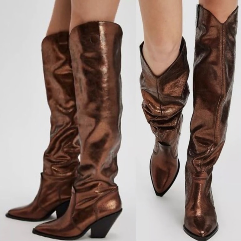 🆕 Free People Triple Crown Over-the-Knee Slouch Boots - Picture 4 of 16